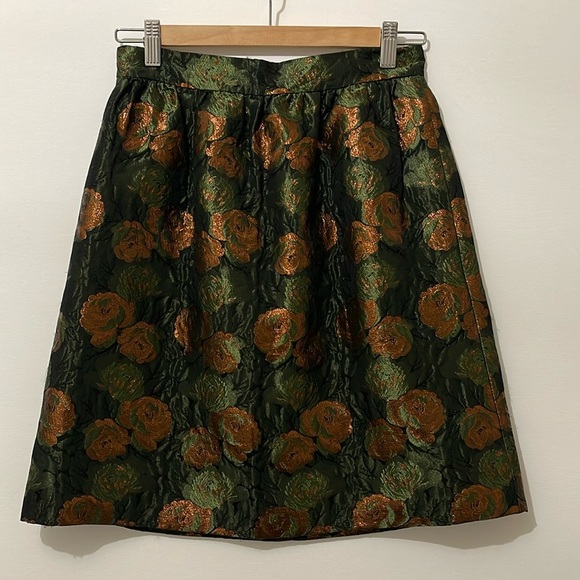 J.Crew Special Collection Women’s Metallic Floral Brocade A-Line Skirt - Picture 4 of 9